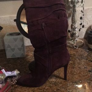 Deep wine suede heel boots by guess